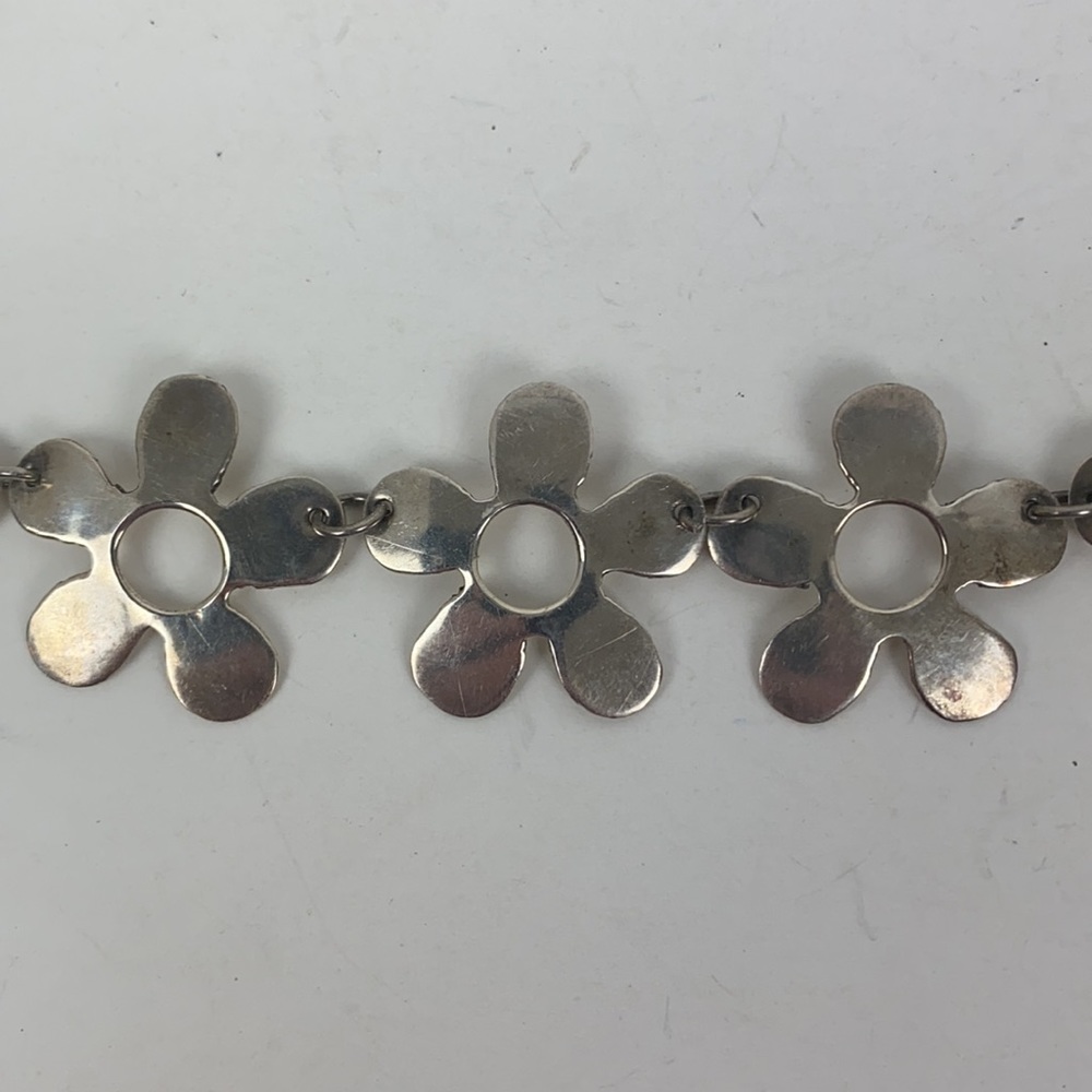 Flower Bracelet 925 Sterling Floral 7” - Picture 2 of 5